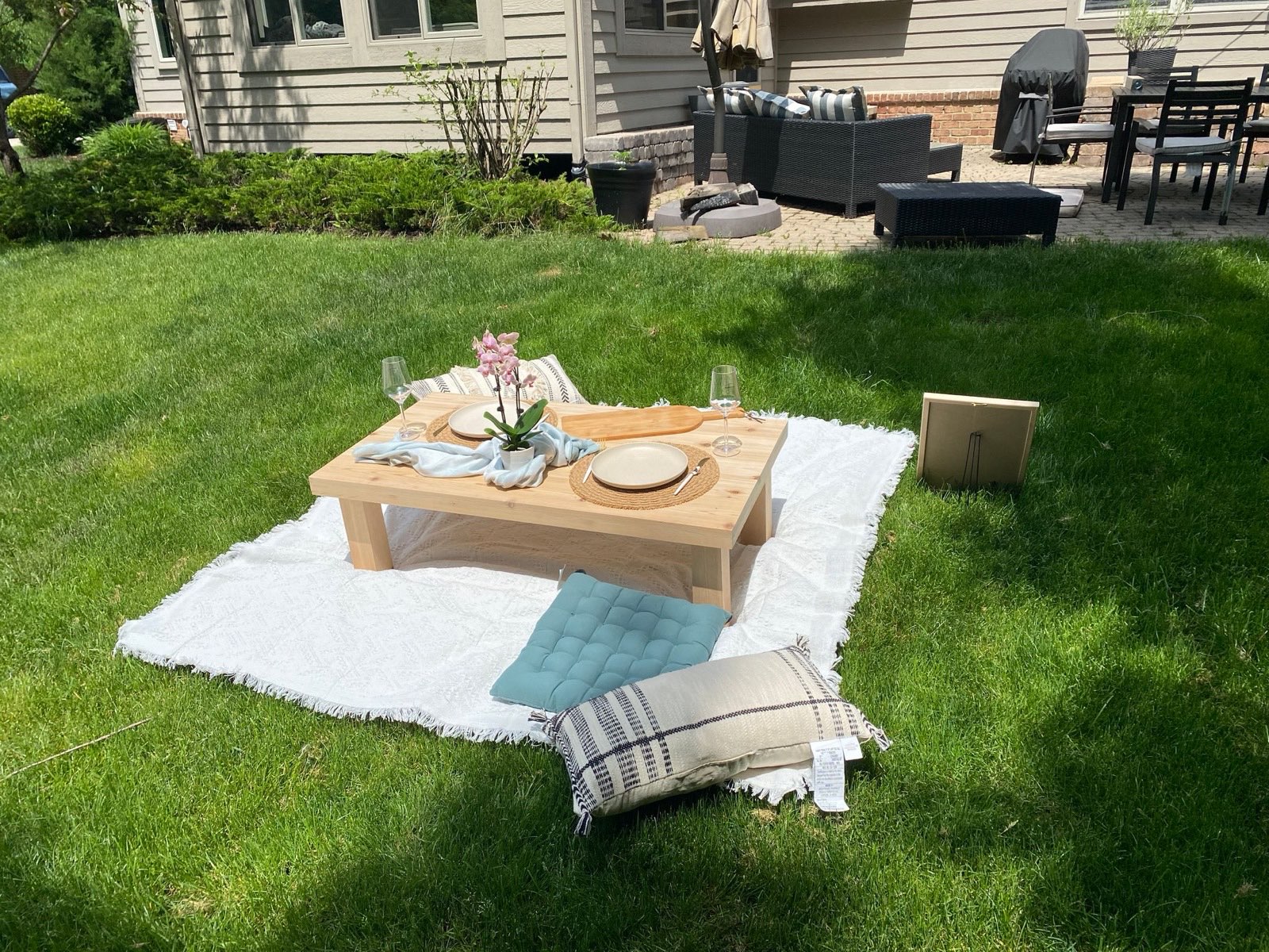 First full picnic setup using the handmade table