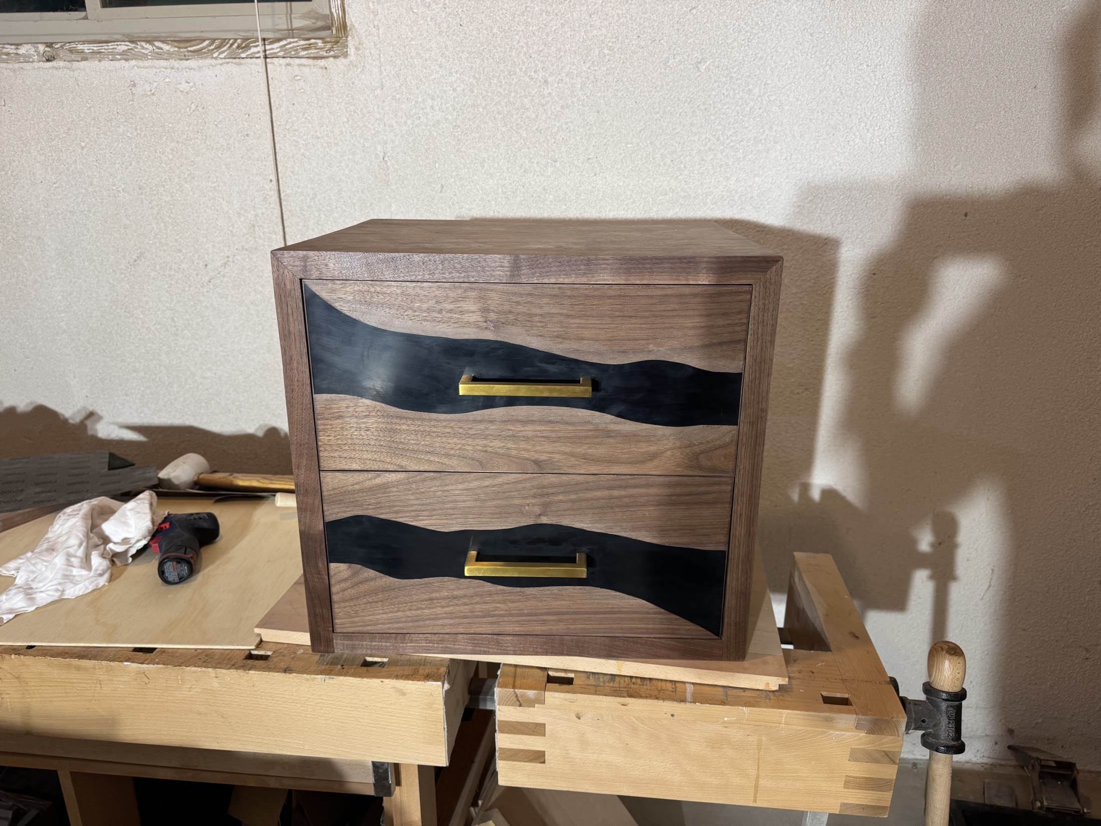 Finished nightstand, front on