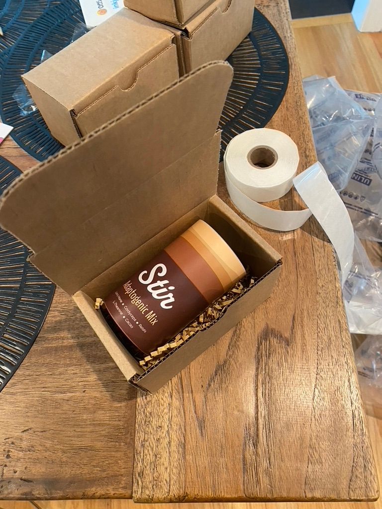 The first Stir order packaged for shipping